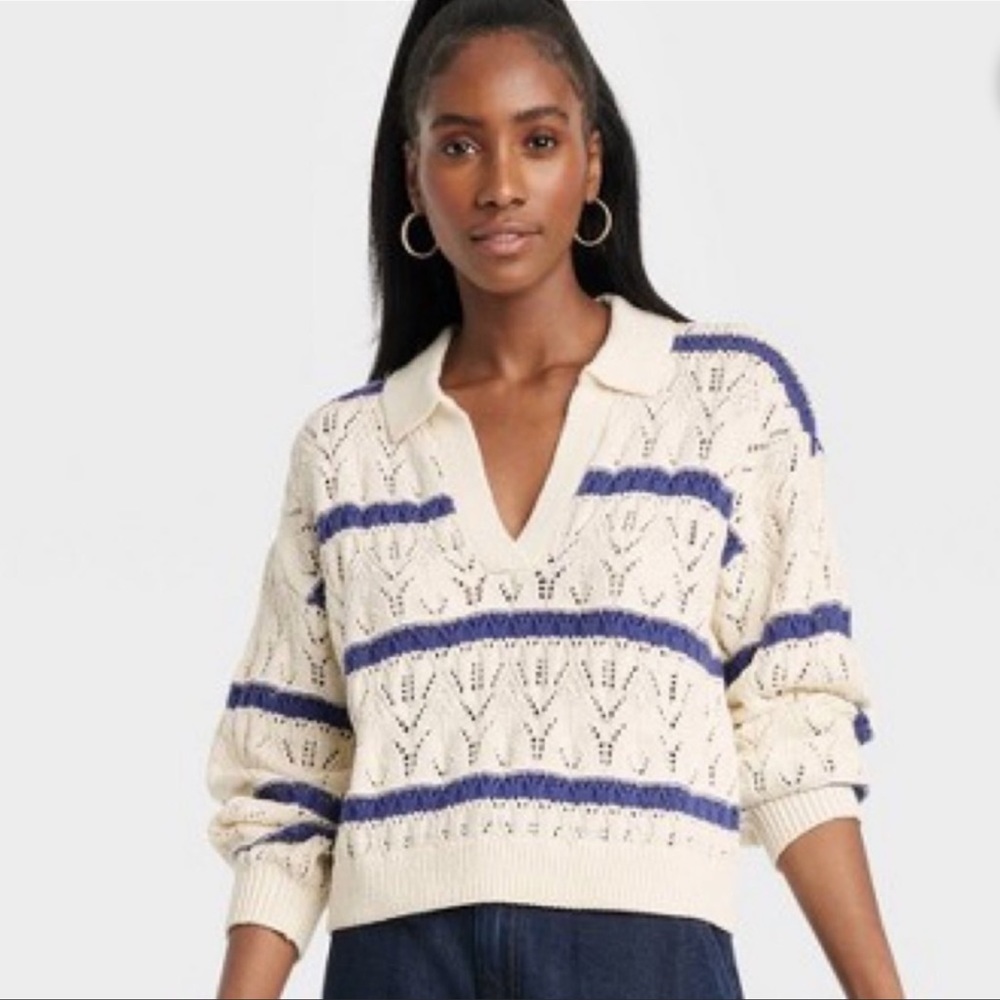 Universal Thread Cream and Blue Sweater